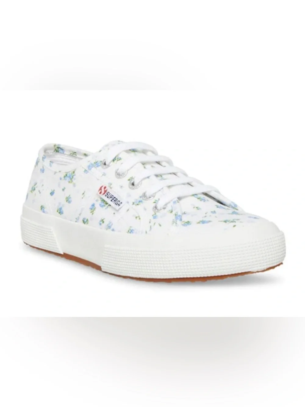 Superga Blue and Green Floral Sneakers in size 10